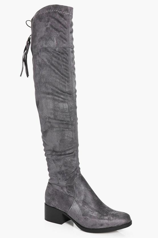 Annie Back Lace Over The Knee Boot